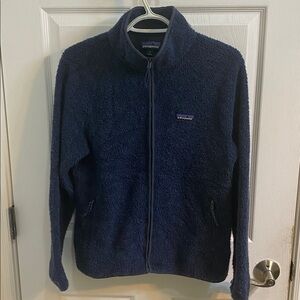 Patagonia Woolyester Fleece Blue Full Zip Sweater Jacket Womens Small Wool Blend